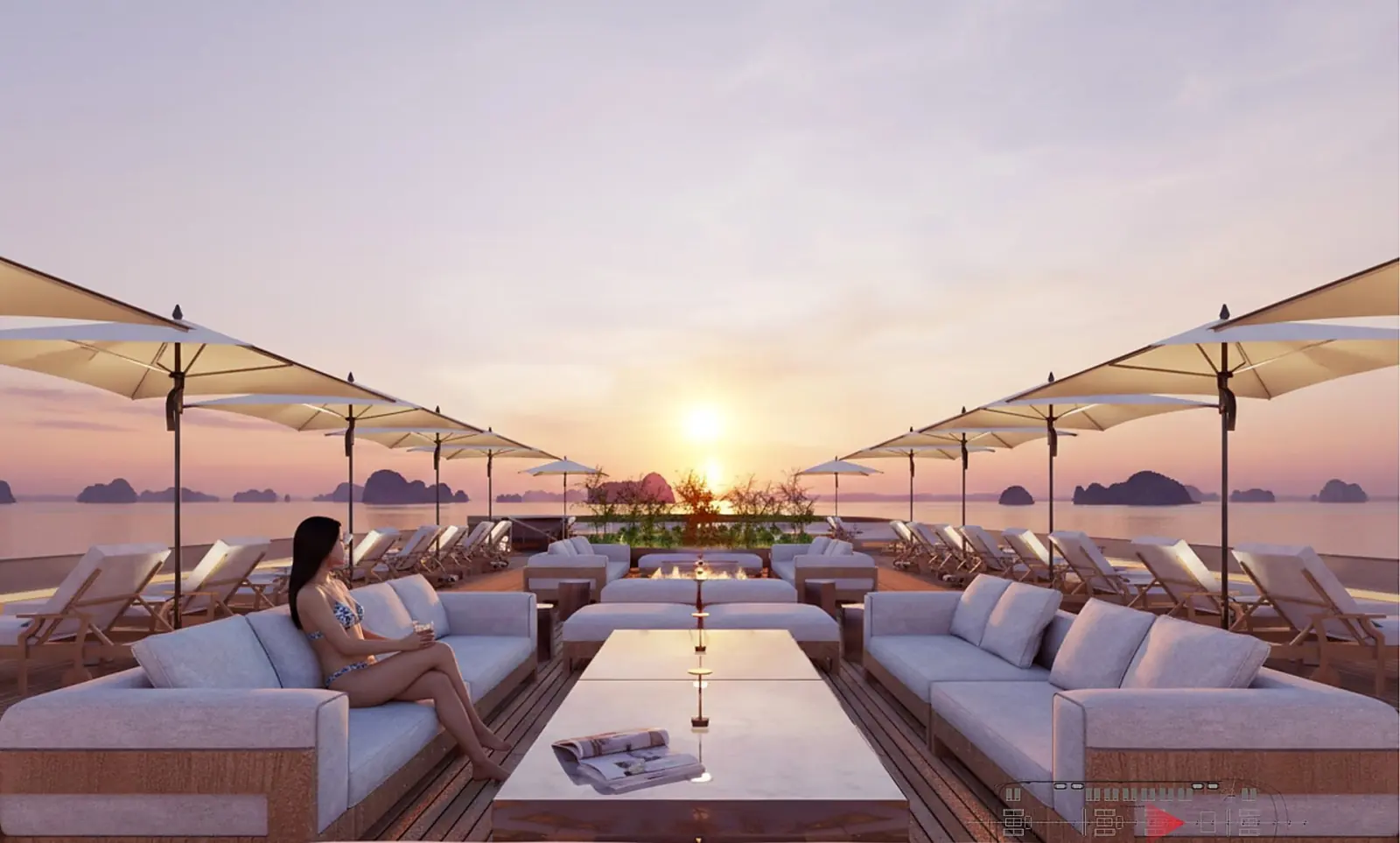 Chronos Cruise deck sunset 01