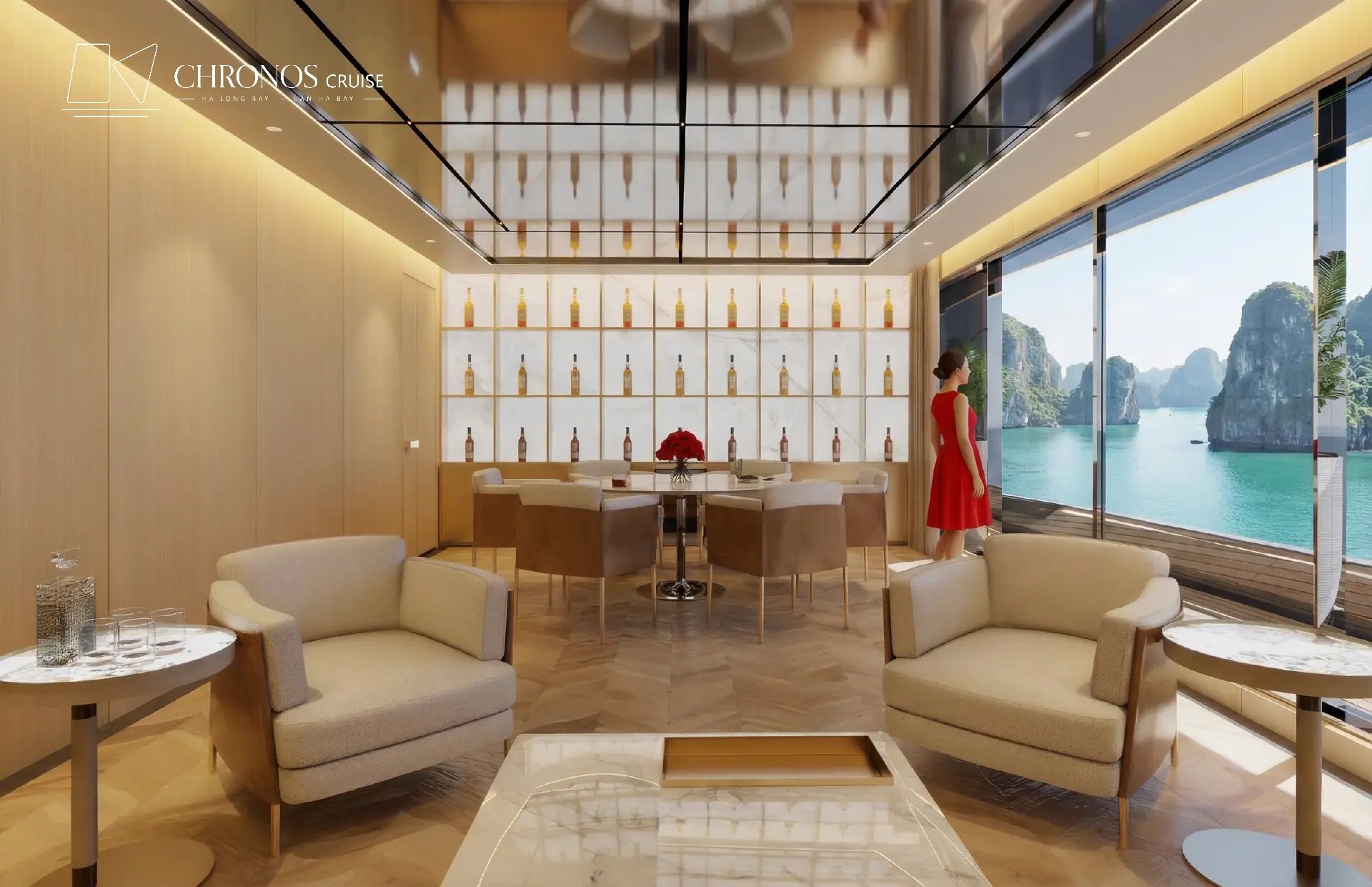Cigar & Whisky Lounge — quầy rượu nhìn ra vịnh Lan Hạ
