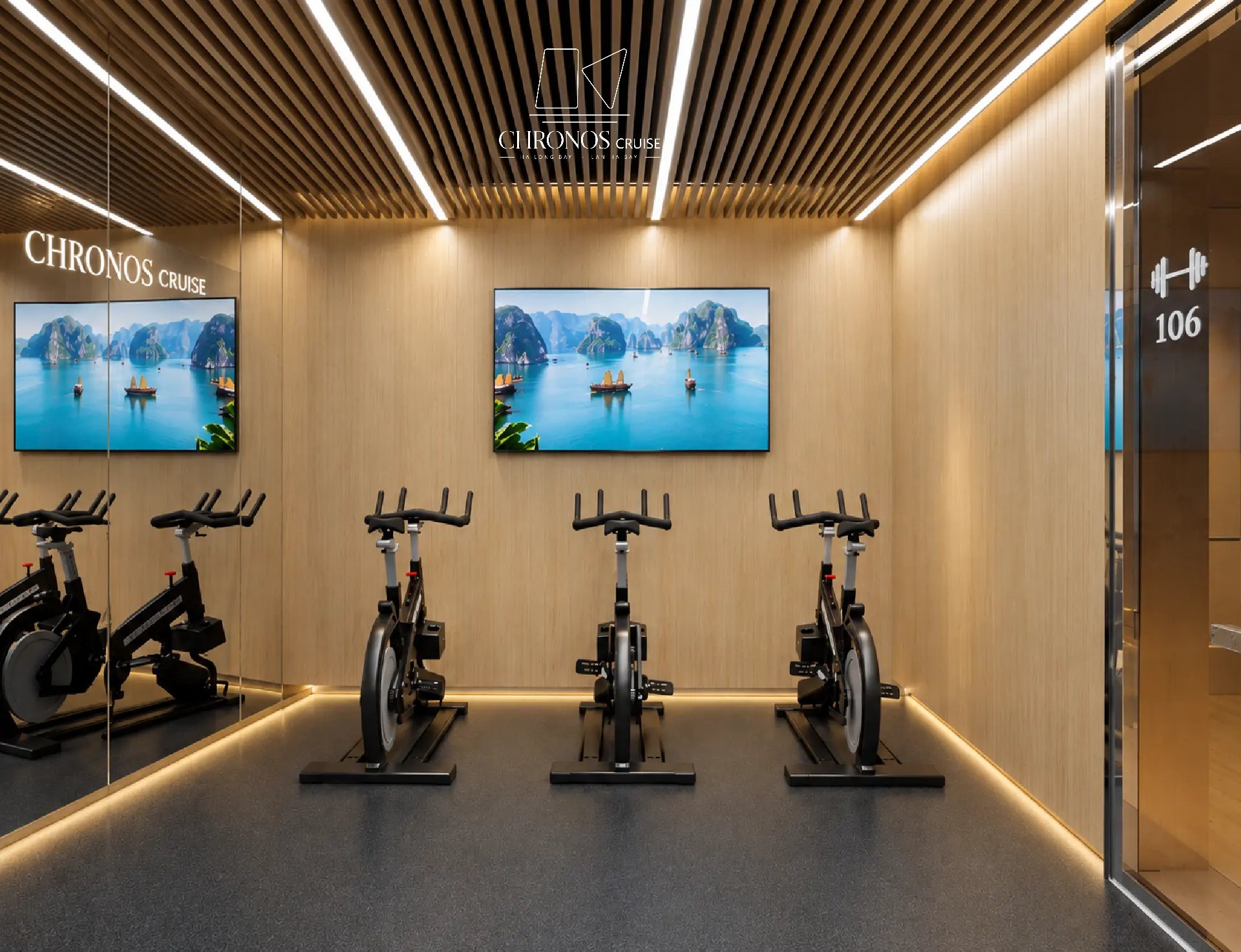 Fitness Centre spin bikes aboard Chronos Cruise